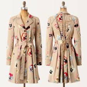 Anthropologie Elevenses Corset Pansy Trench Size 10